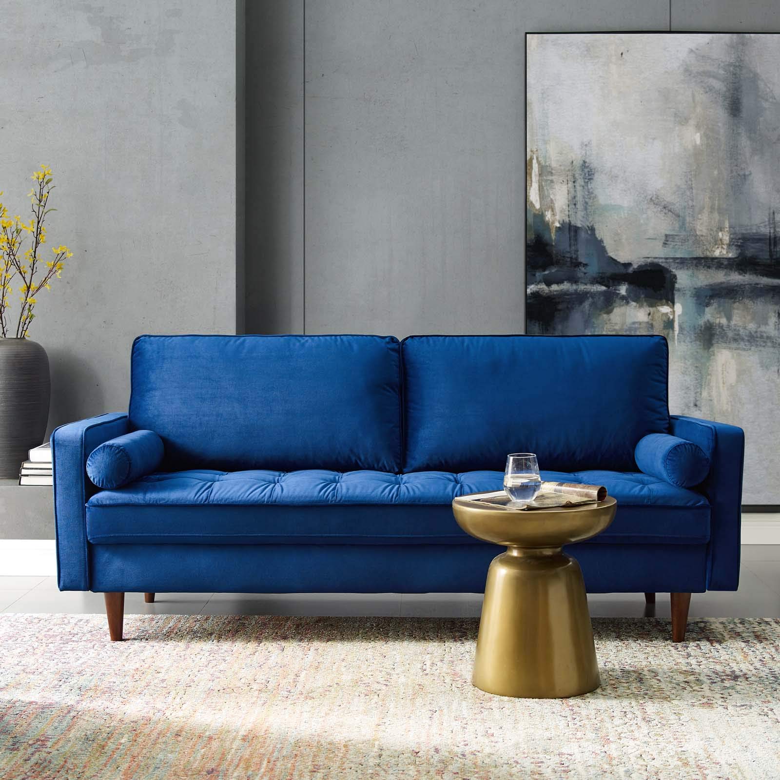 Modway Eei-3764-Nav Valour Performance Velvet Sofa, Navy